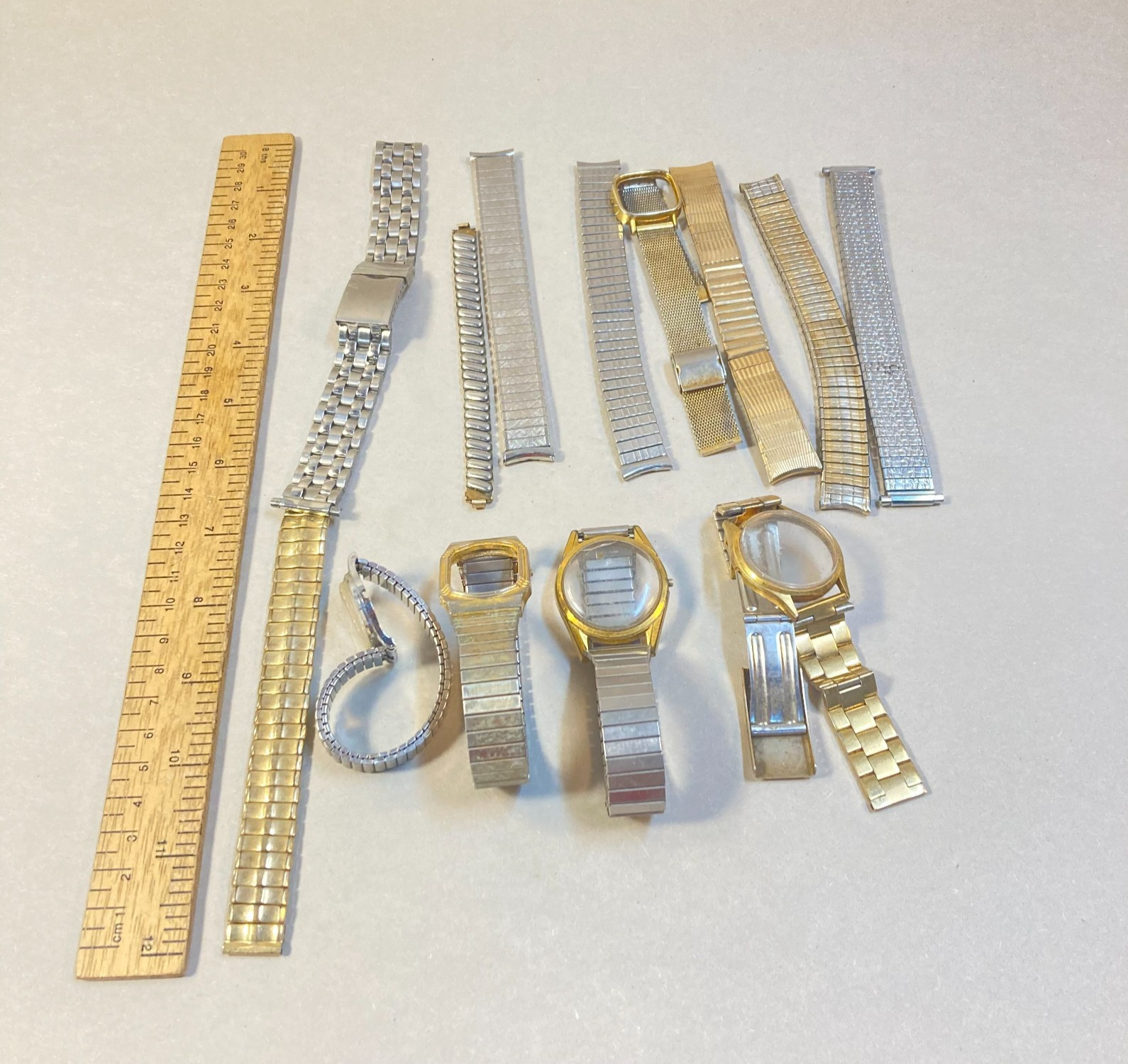 Vintage Wristwatch Bands & Cases 12 Pc Replacement Parts