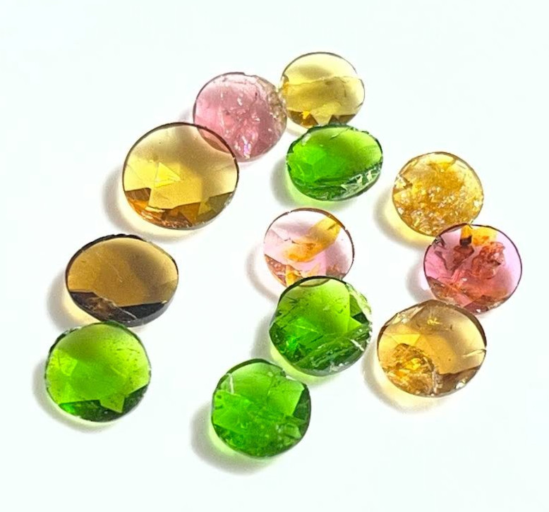 MULTI TOURMALINE LOOSE GEMSTONE 6 TO 7 MM ROUND ROSECUT 12 PEICES 6.80 CARATS