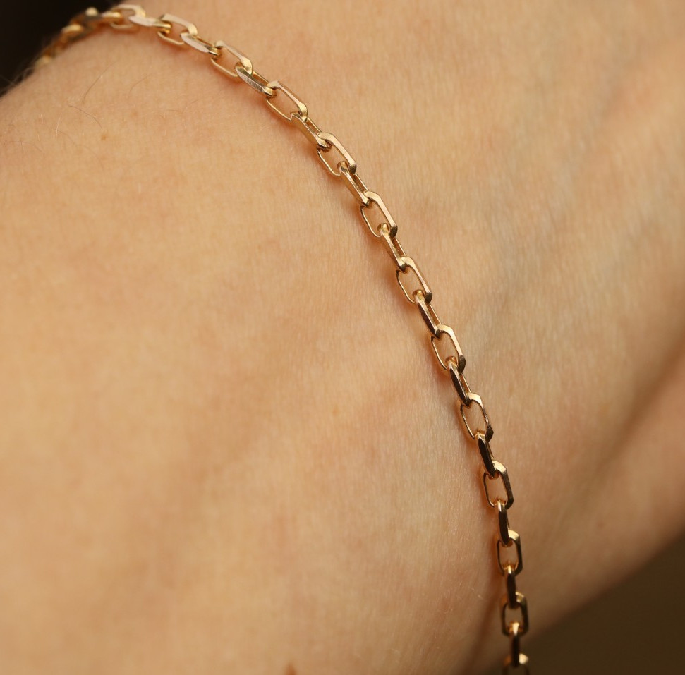 9ct Solid Yellow Gold Box Chain Bracelet 7″ 18cm Vintage cleaned & polished