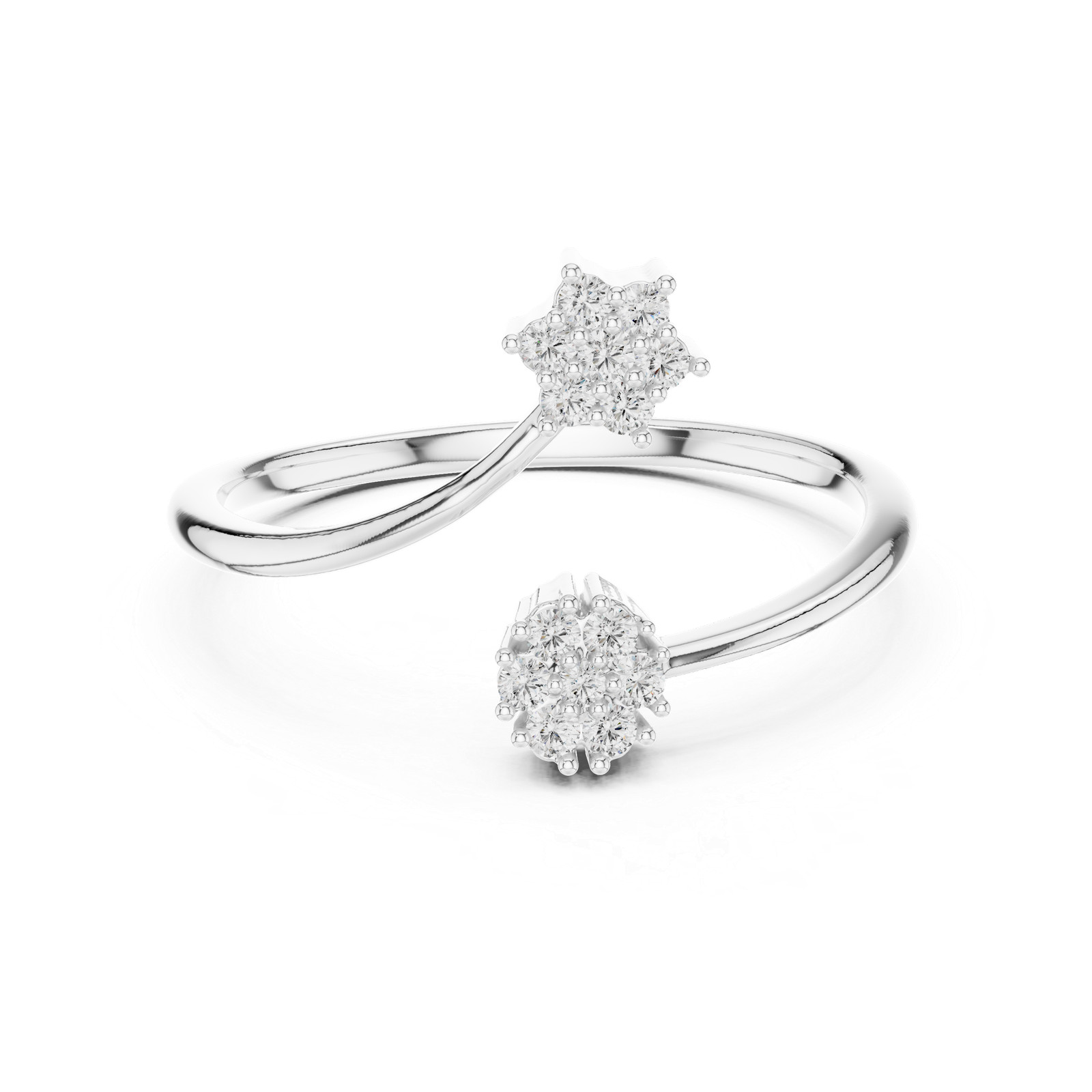 Natural Certfied 14 Pc VVS1 Diamond Anniversary Petite Twist Ring 14k Gold Over