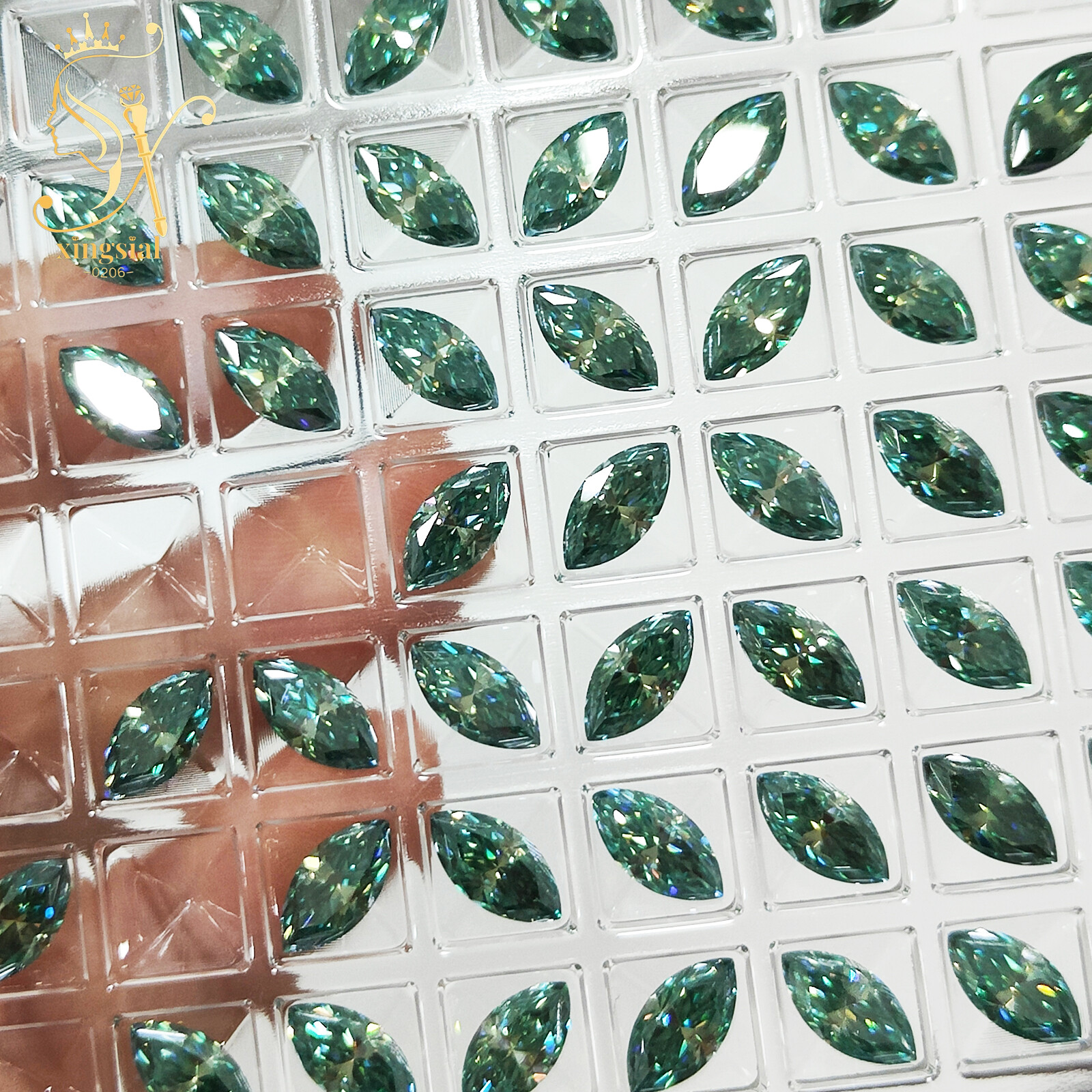 Real Moissanite Loose Stone Cyan Blue Color Marquise Cut VVS1 DIY Ring Gemstones