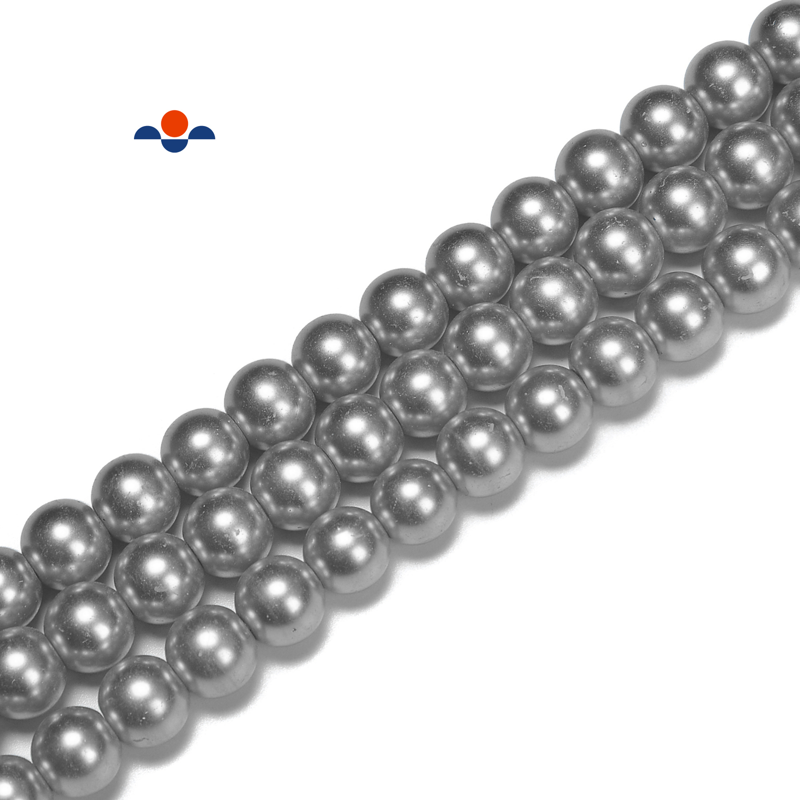 Silver Glass Pearl Smooth Round Beads 3mm 4mm 6mm 8mm 10mm 12mm 15.5″ Strand