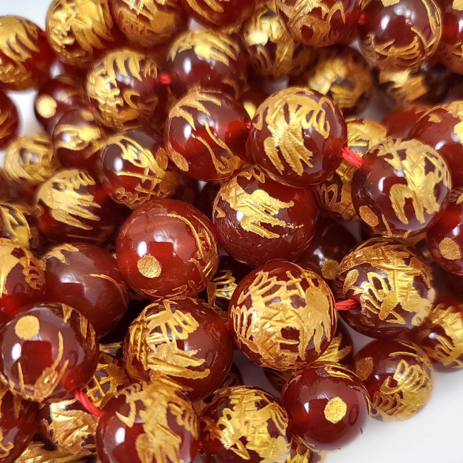Gold Dragon Ball Gemstone Curved Dragon Round Beads Onyx, Crystal 10mm 12mm 14mm