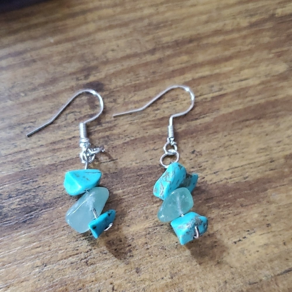 Chic Turquoise and Green Gemstone Earrings