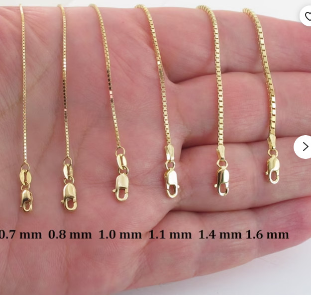 14k Yellow Gold 24″ Classic Box Link Pendant Chain/Necklace 0.7mm 2 grams