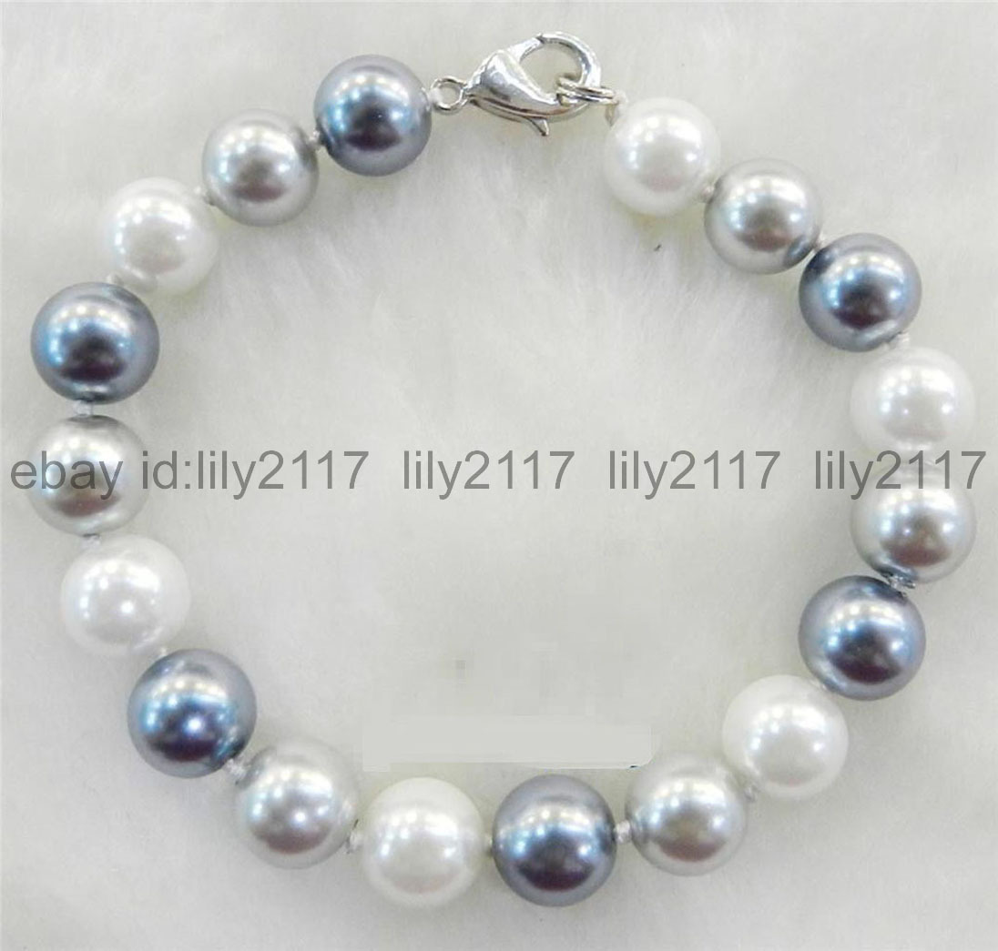 8mm Multicolor South Sea Shell Pearl Round Beads Necklace Bracelet Earrings Set