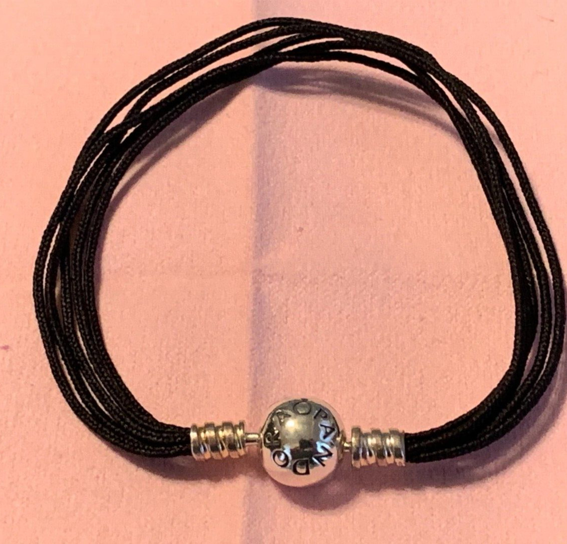 Authentic Pandora Black Multi Strand Cord Bracelet 590715CBK-M NEW 20 CM / 7.9″