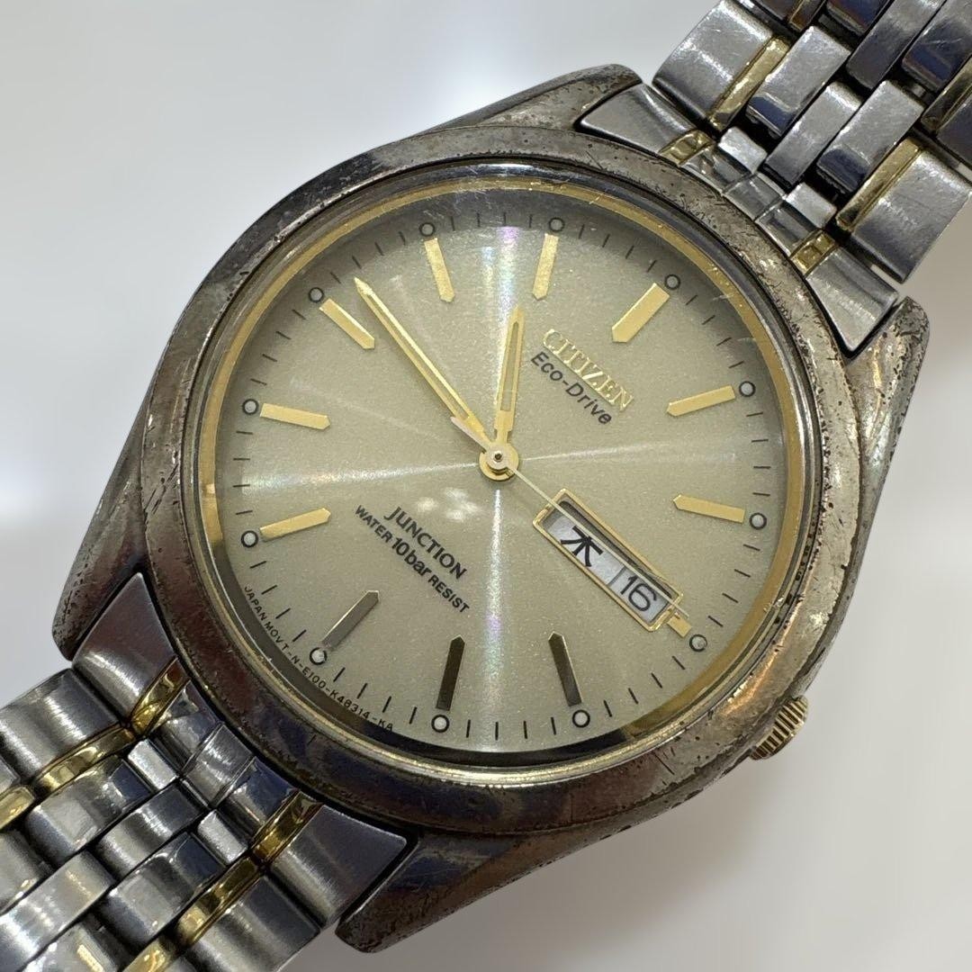 CITIZEN Eco Drive Day Date Watch Junk For Parts Operation Unconfirmed