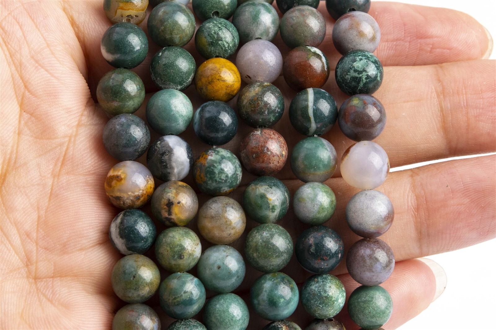Natural Multicolor Moss Agate Beads Grade AAA Round Loose Beads 4/6/8/10/12MM