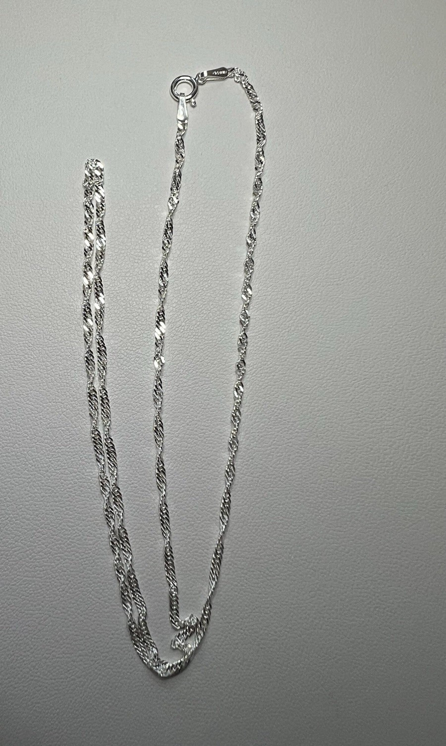 925 Sterling Silver Italy Singapore Chain Necklace Spring Ring Clasp Signed 18”