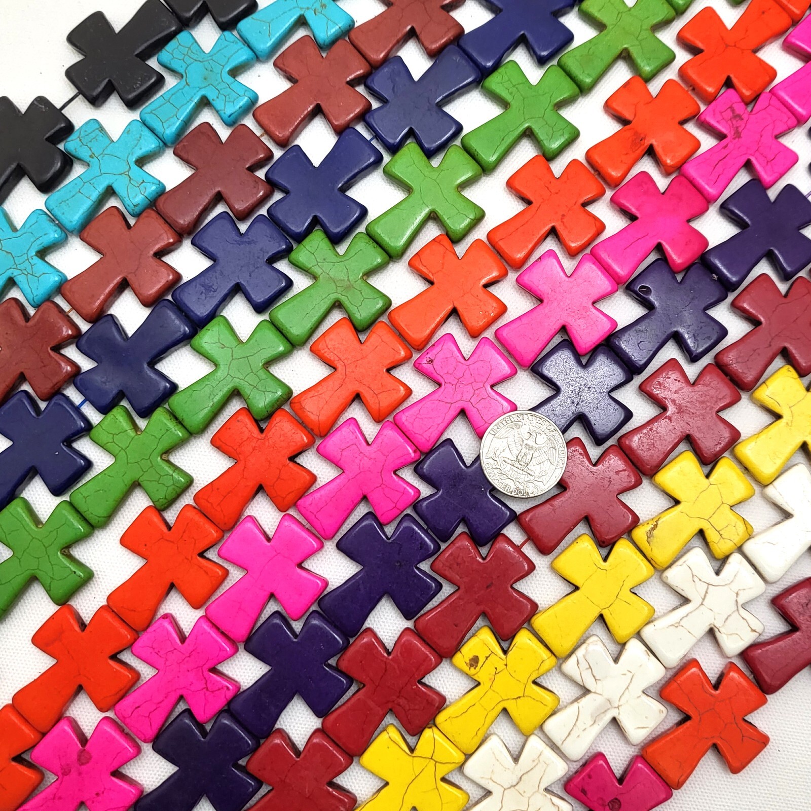 Large Cross Bead Howlite Turquoise 50mm Purple Black White Orange Sold by pcs