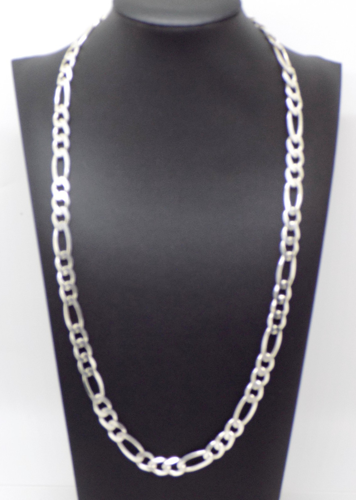 Men’s signed P.Lux Italy 925 Sterling Silver Figaro Chain 24″ Necklace 8.5mm 46g