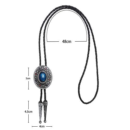 Nature Agate Triangle Shape Western Cowboy Celtic Black Stone Bolo Tie 1-blue