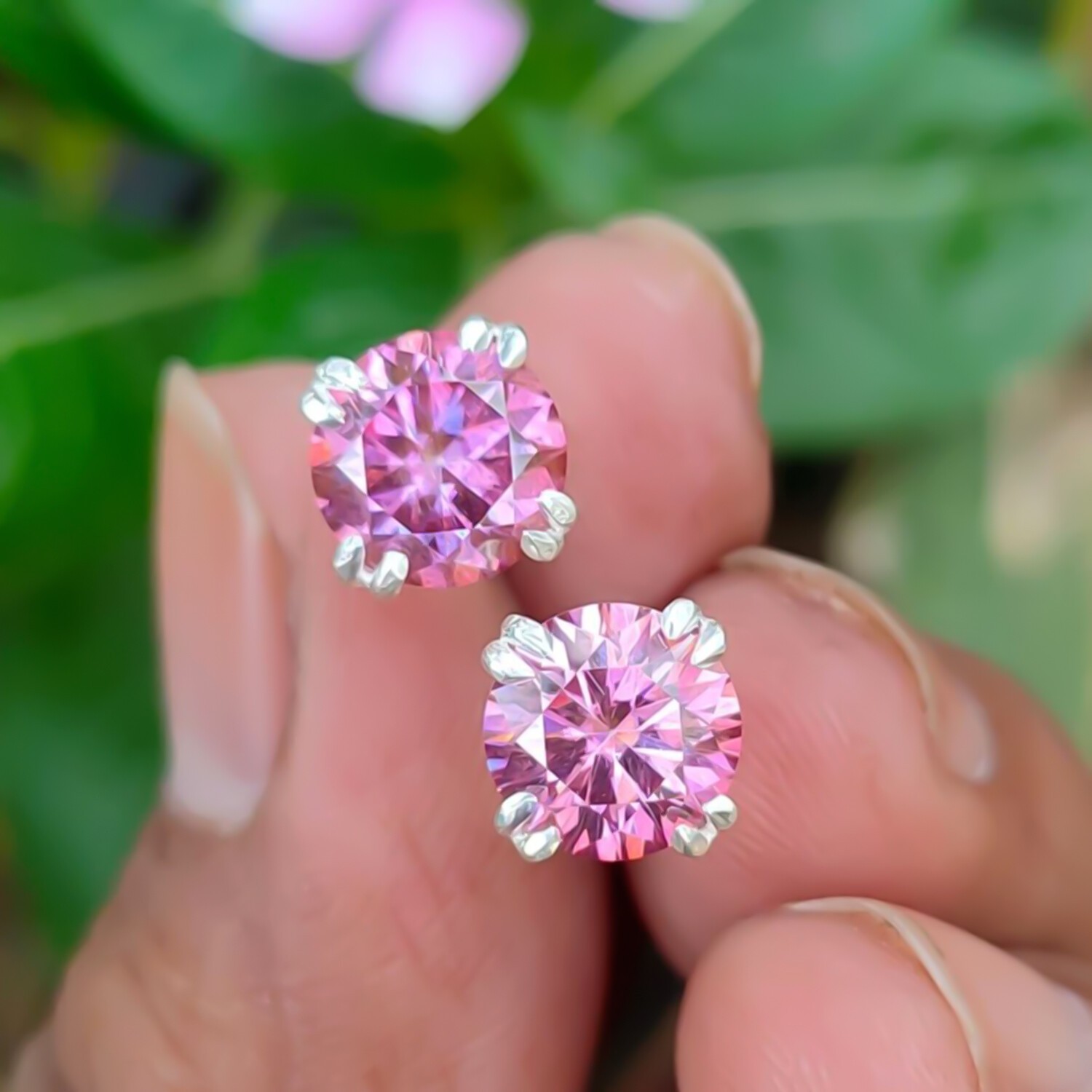 2.00 Ct Certified Pink Diamond Solitaire Stud Earrings with Great Sparkle