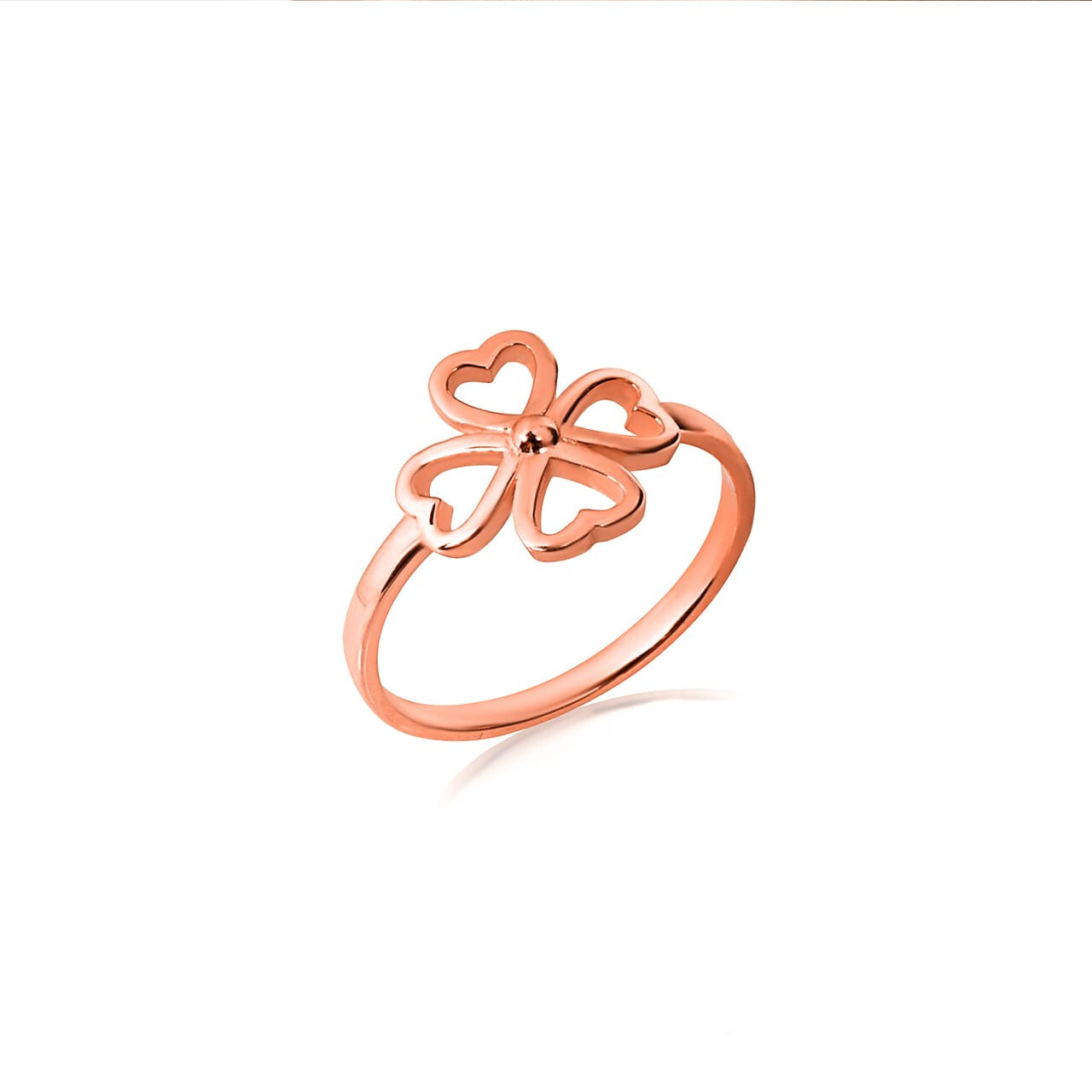 Gold Four Leaf Heart Clover Ring (Available in Yellow/Rose/White Gold)