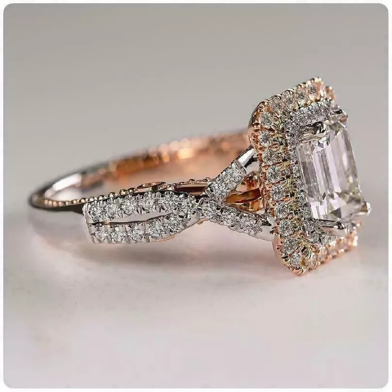 2Ct Emerald Cut Lab Created Diamond Valentine’s Day Gift Ring 14K Rose Gold FN
