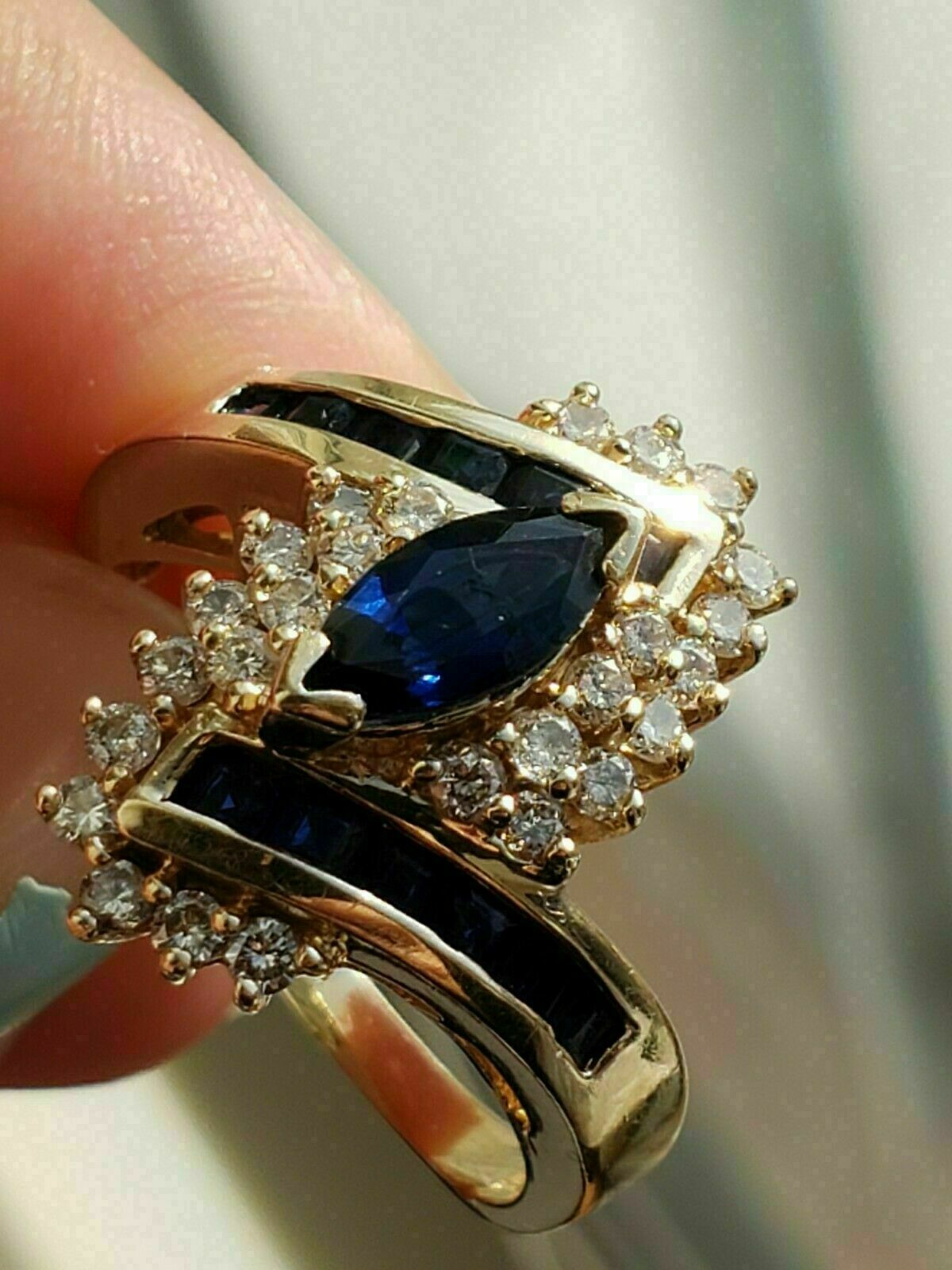 2.5Ct Marquise Cut Lab-Created Sapphire Engagement Ring 14K Yellow Gold Finish