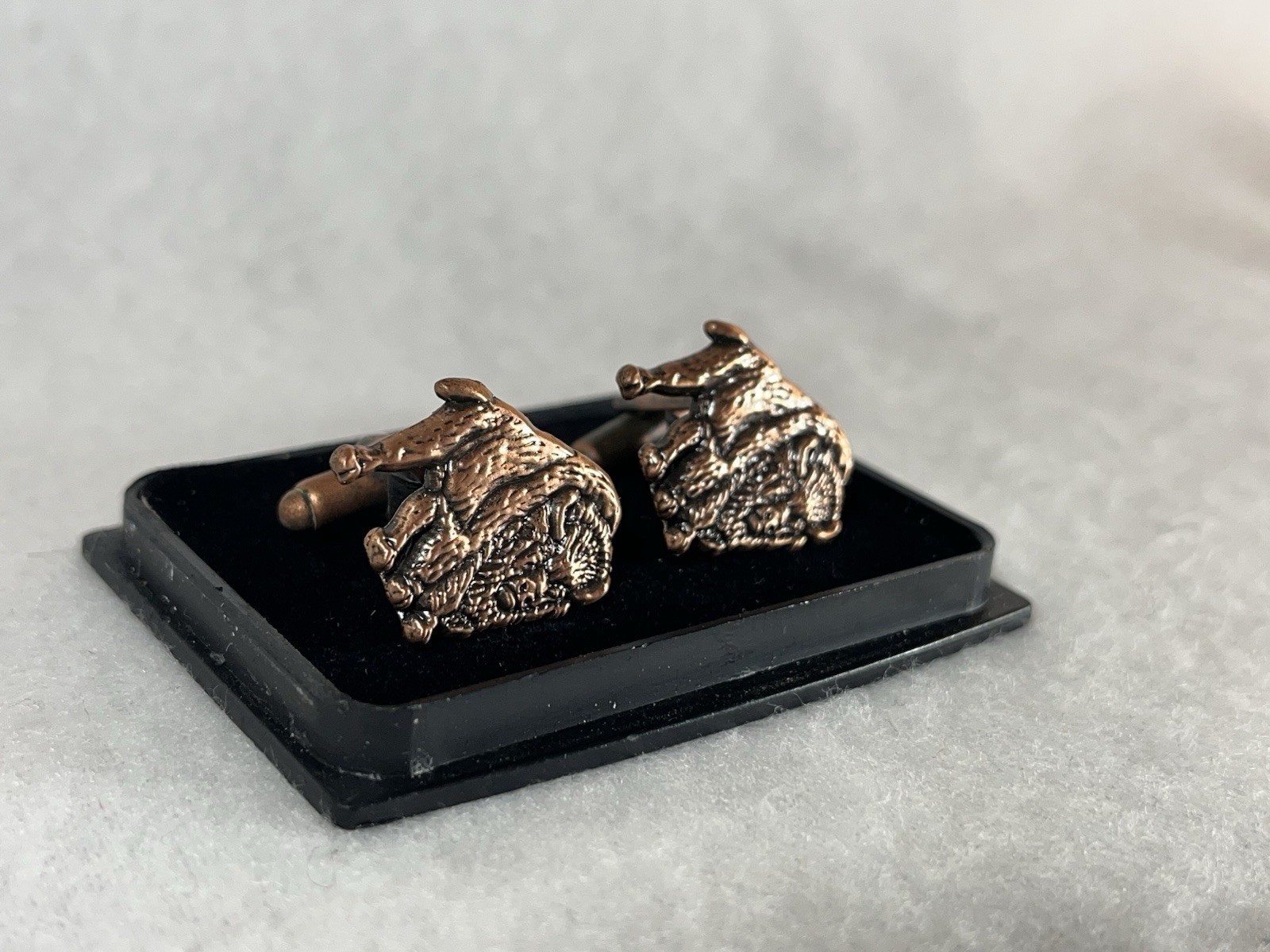Buffalo Trace Standing Bison Copper Cufflink Pair In Box (see Description**)