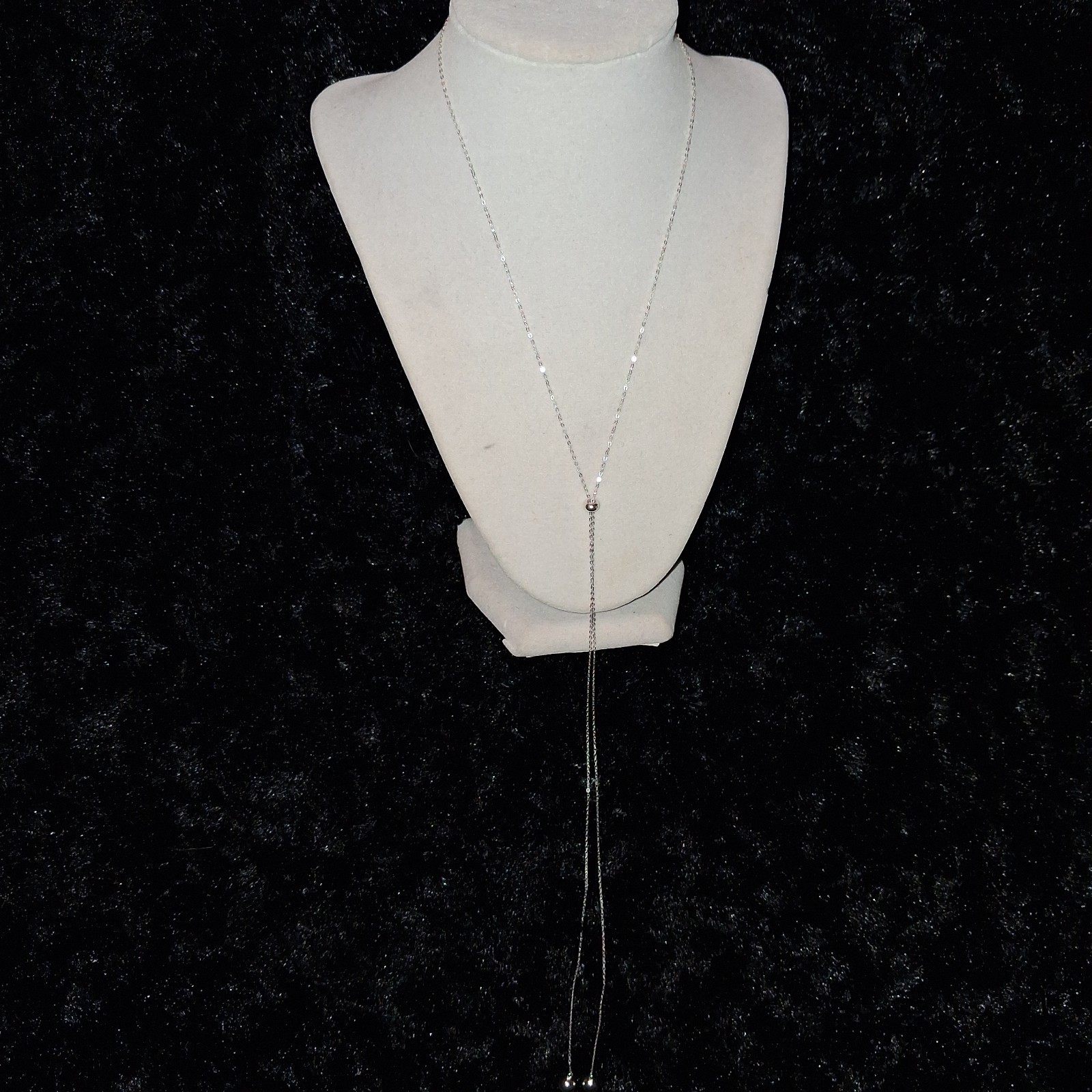 Silver Tone Adjustable Lariat Y-Chain Necklace Cable Chain Tassel Drop