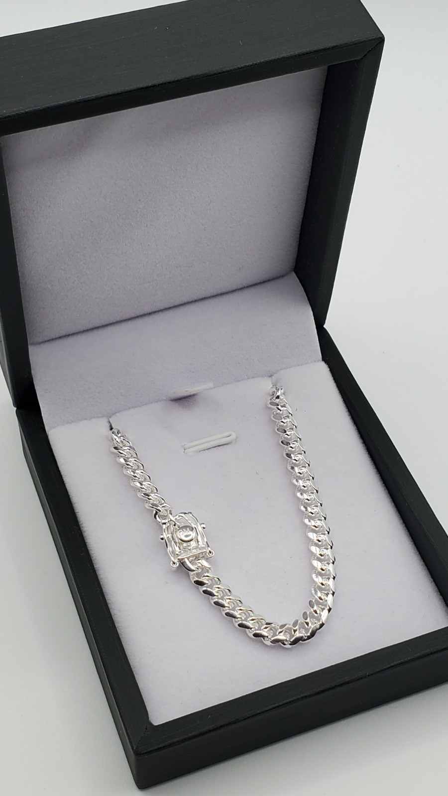 Solid 925 Sterling Silver Miami Cuban Chain 5mm 24″ Box Lock Men Italy, NEW