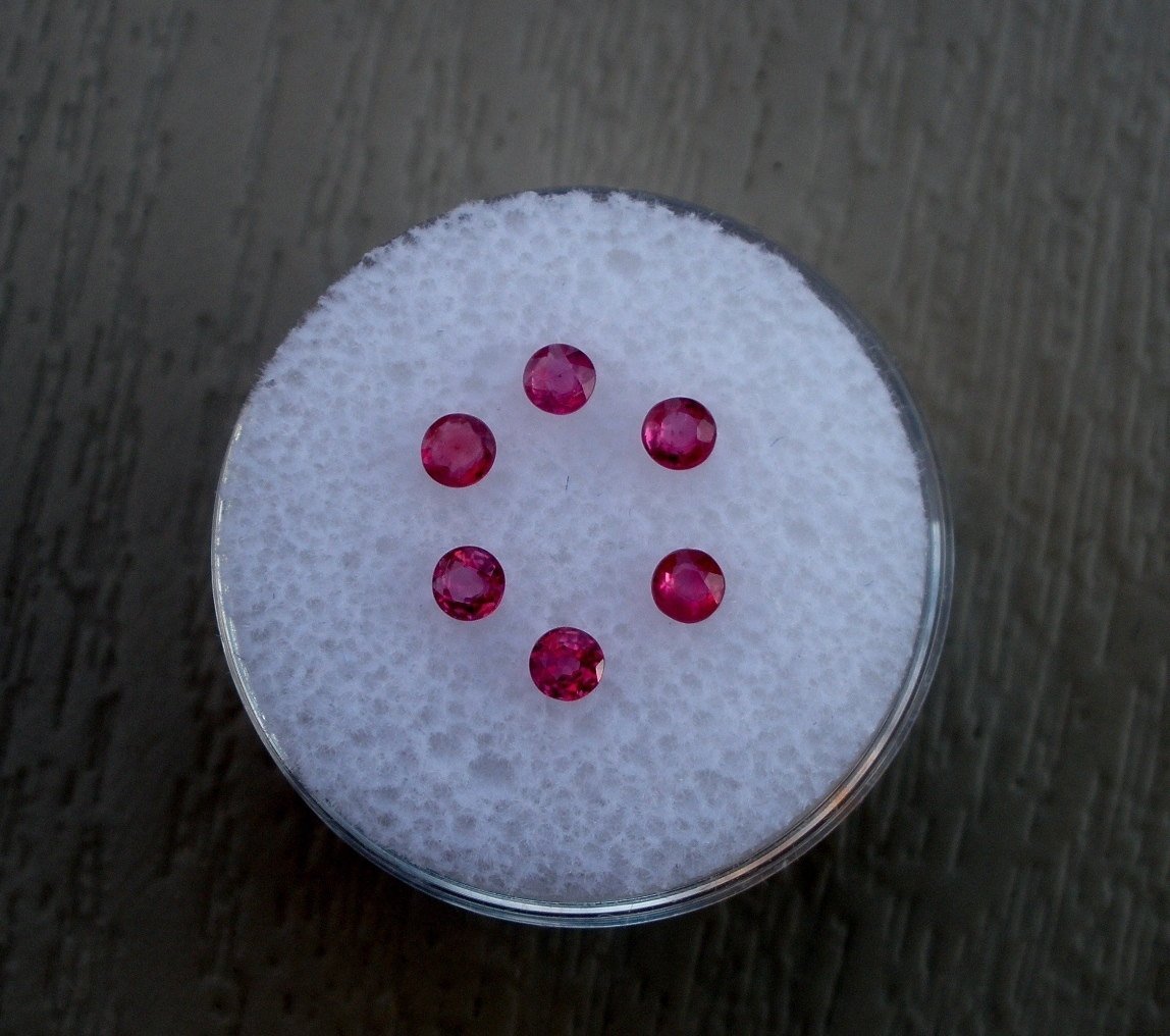 6 Ruby Round Loose Faceted Natural Gems 2.5mm each