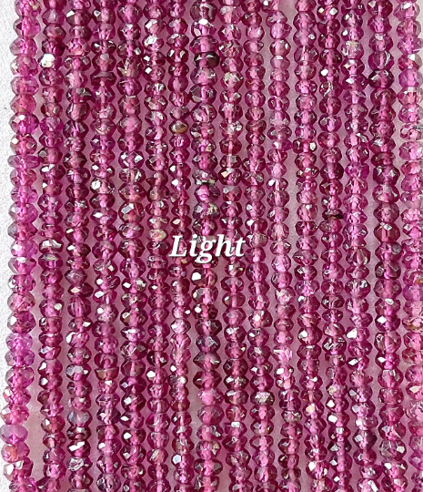 13.5″Strand, 3-3.5 mm Natural Rhodolite Garnet Faceted Rondelle Beads/RJS-229