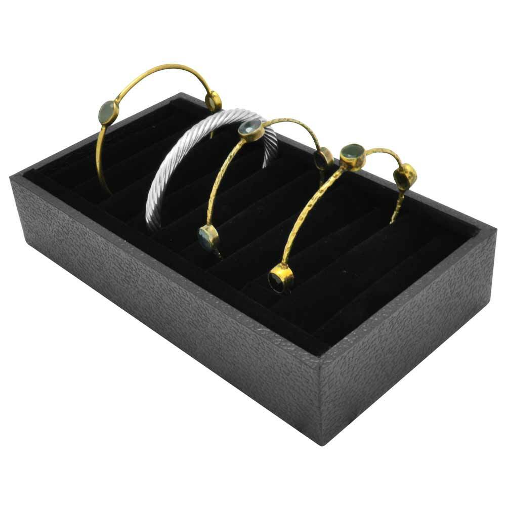 Black Velvet Slotted Jewelry Bangle / Bracelet Display Tray Holder Organizer