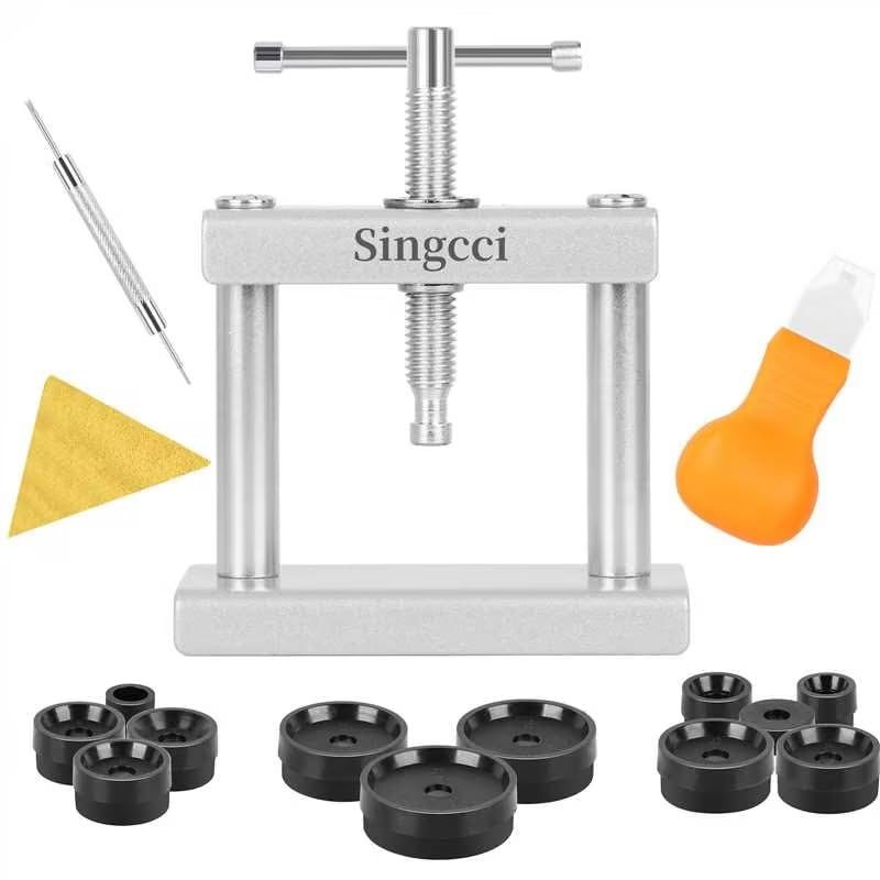 Singcci Watch Press Tool Set, Set Back Case Closer with 12 Silver