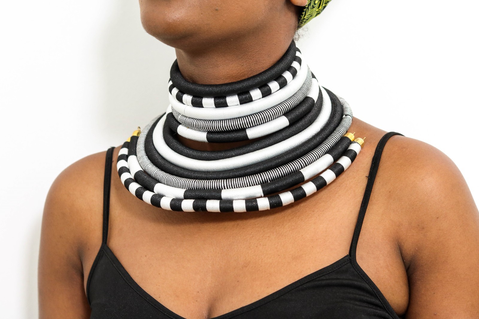 African Silk Thread Choker Necklace Handmade Tribal Statement Collar Jewelry