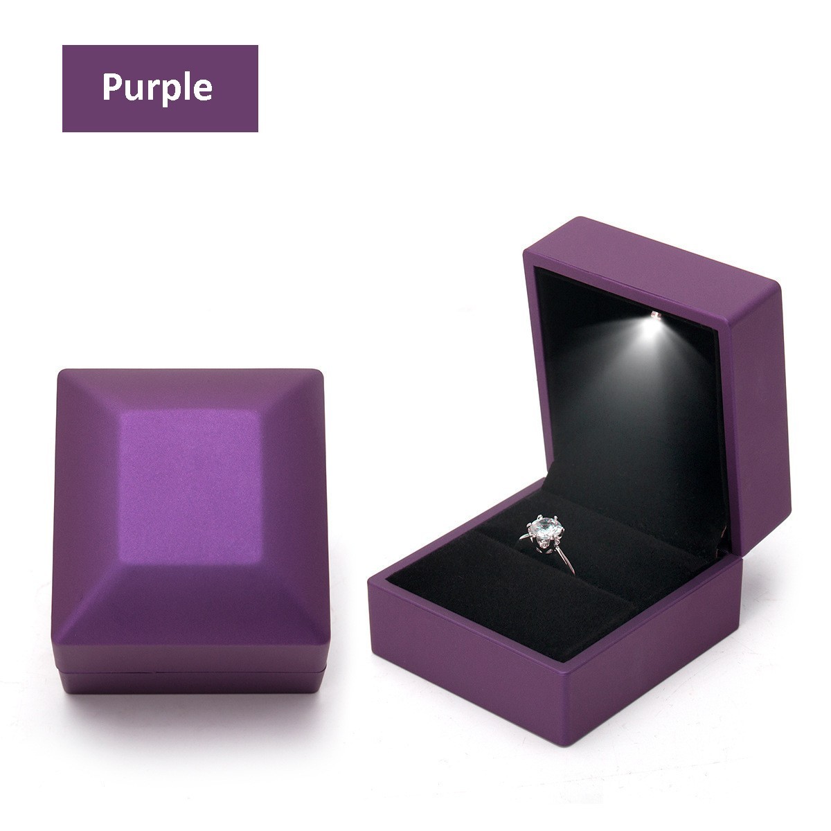 LED Ring Box Luxury Velvet Proposal Engagement Wedding Jewelry Gift Case Light