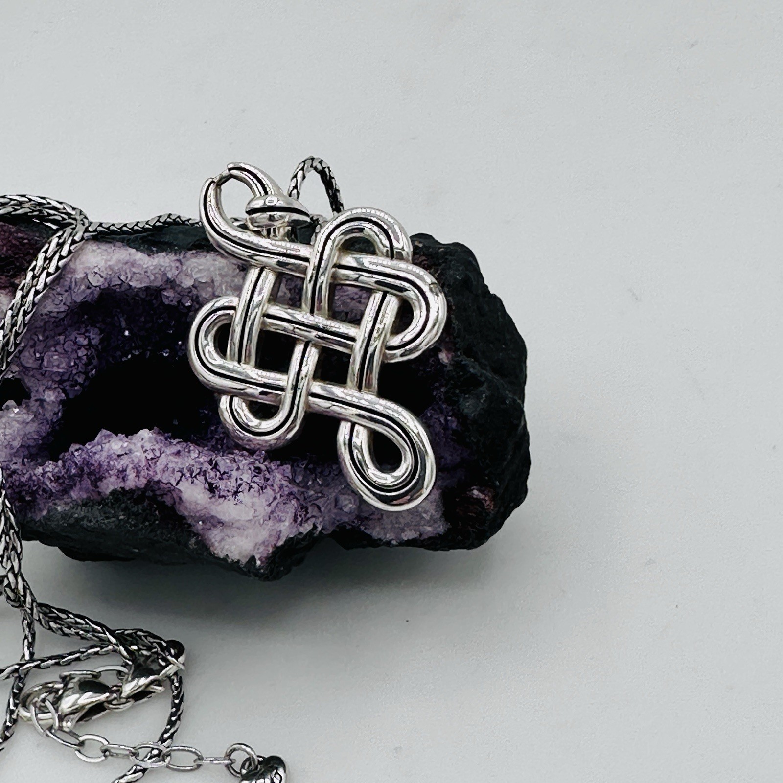 Brighton Celtic Endless Knot Pendant Necklace Adjustable Silver Interlock Chain