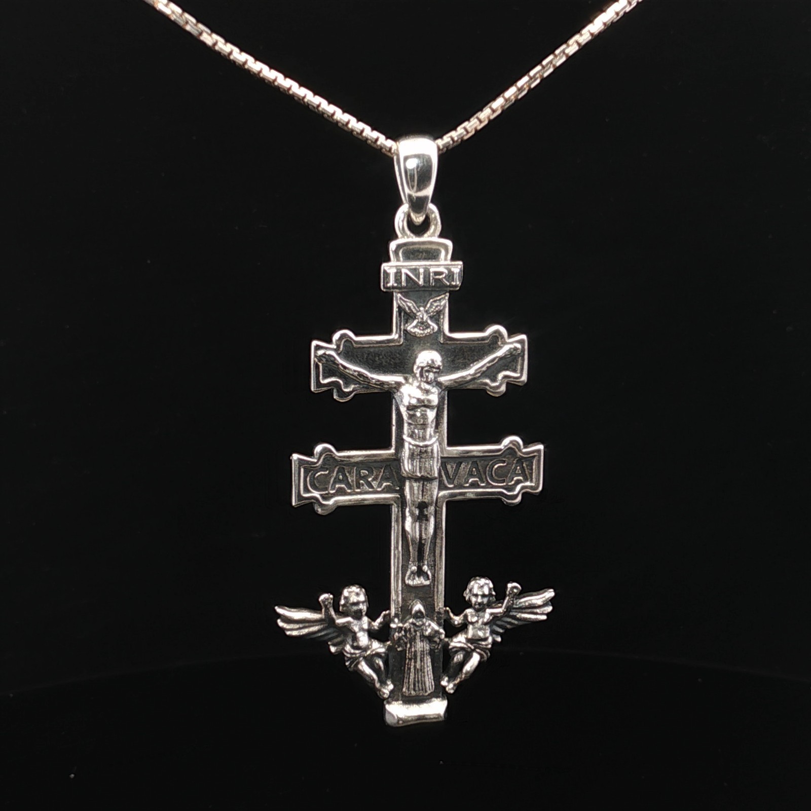 925 Sterling Silver Devotional Caravaca Crucifix Necklace