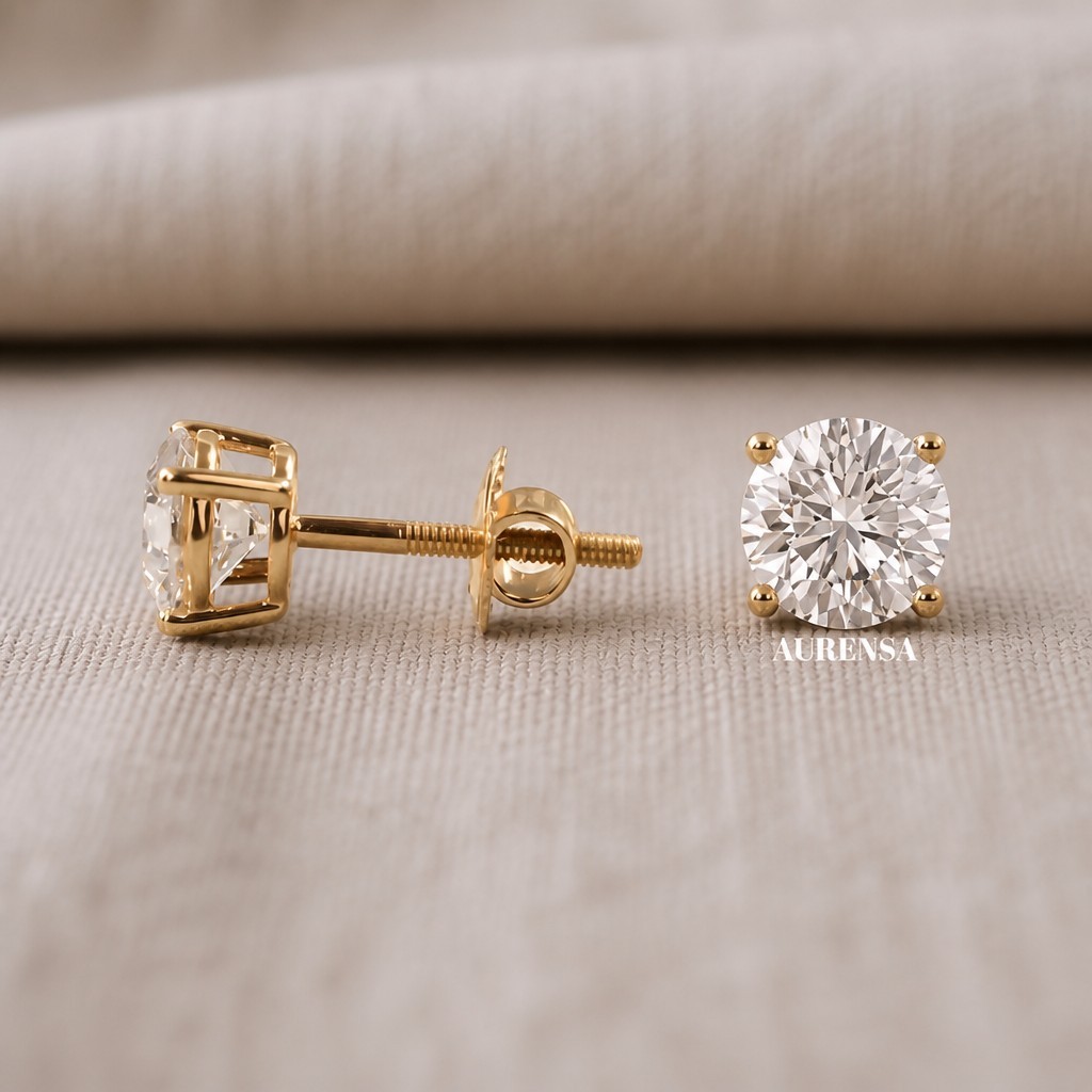 2.00 CTTW Round Lab-Grown Diamond Stud Earrings in 14K Yellow Gold