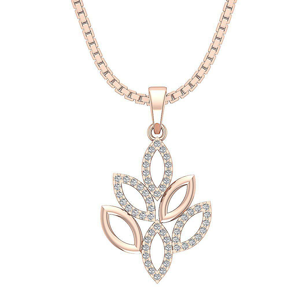 I1 G 0.25 Carat Genuine Diamond Fashion Pendant Necklace 14K Rose Gold Prong Set