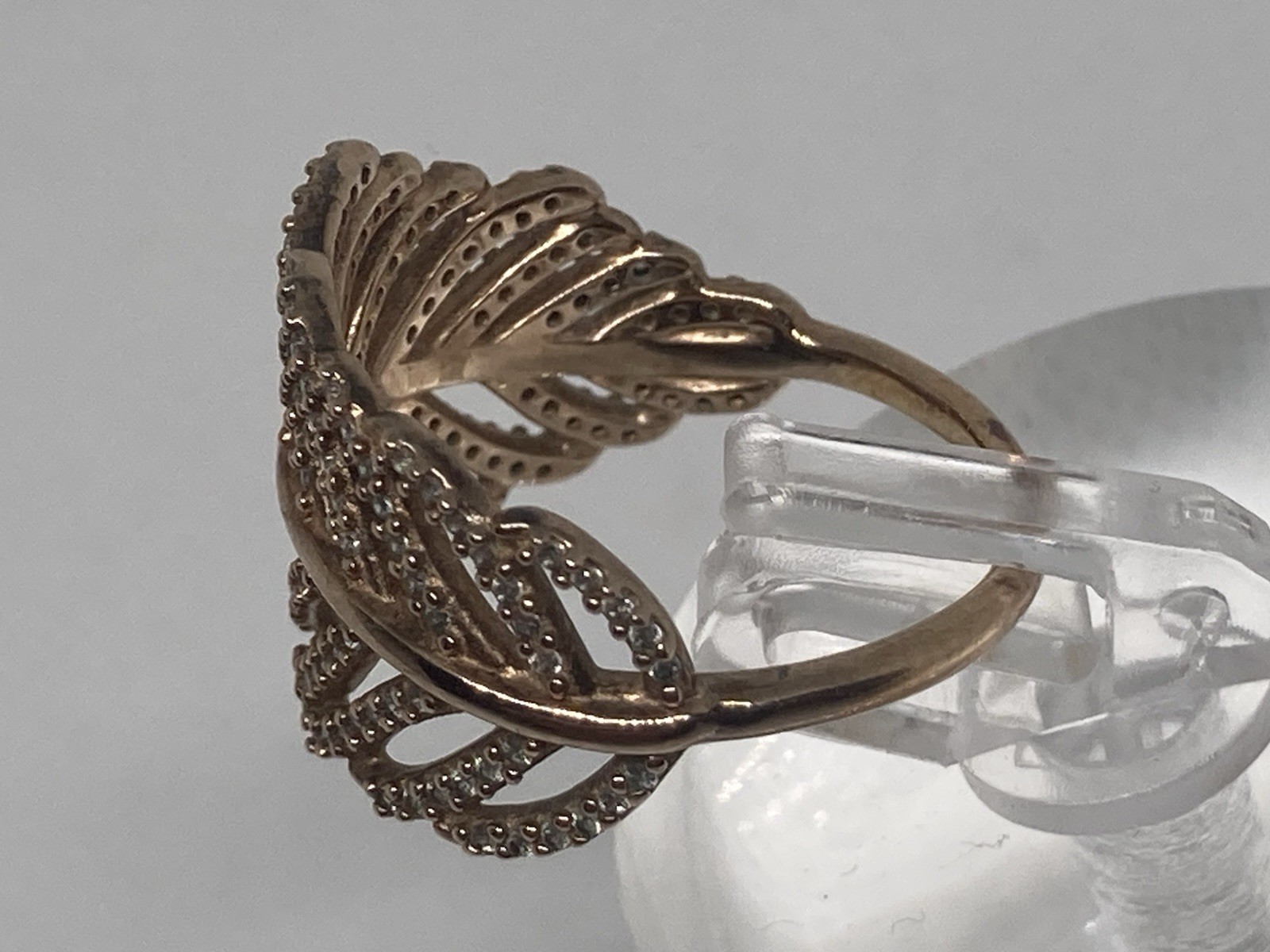 Stamped Algot Enevoldsen Pandora Light As A Feather Ring 14k Rose GP CZ Sz 6