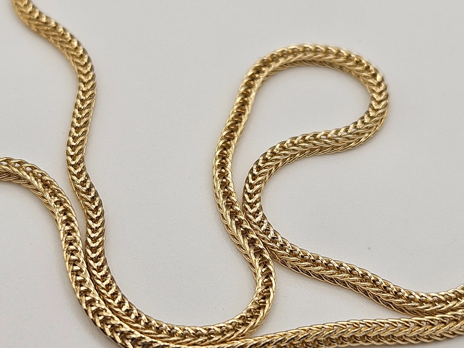 14K Yellow Gold Wheat Chain Necklace 16” 3.4g 1.3mm Spiga Thin Dainty Solid Gold