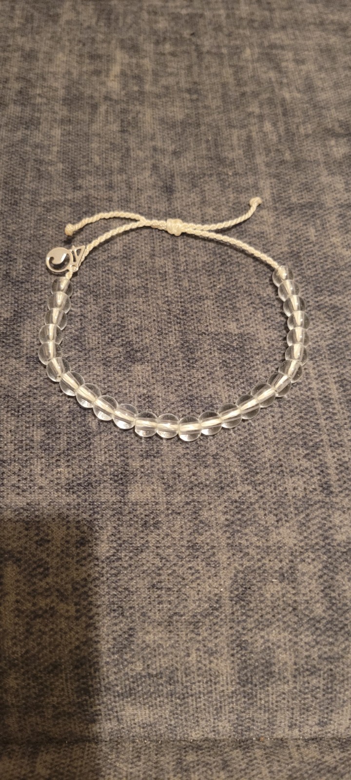 4ocean Polar Bear Beaded Bracelet Clear/White Plastic Cord Adjustable Sizable