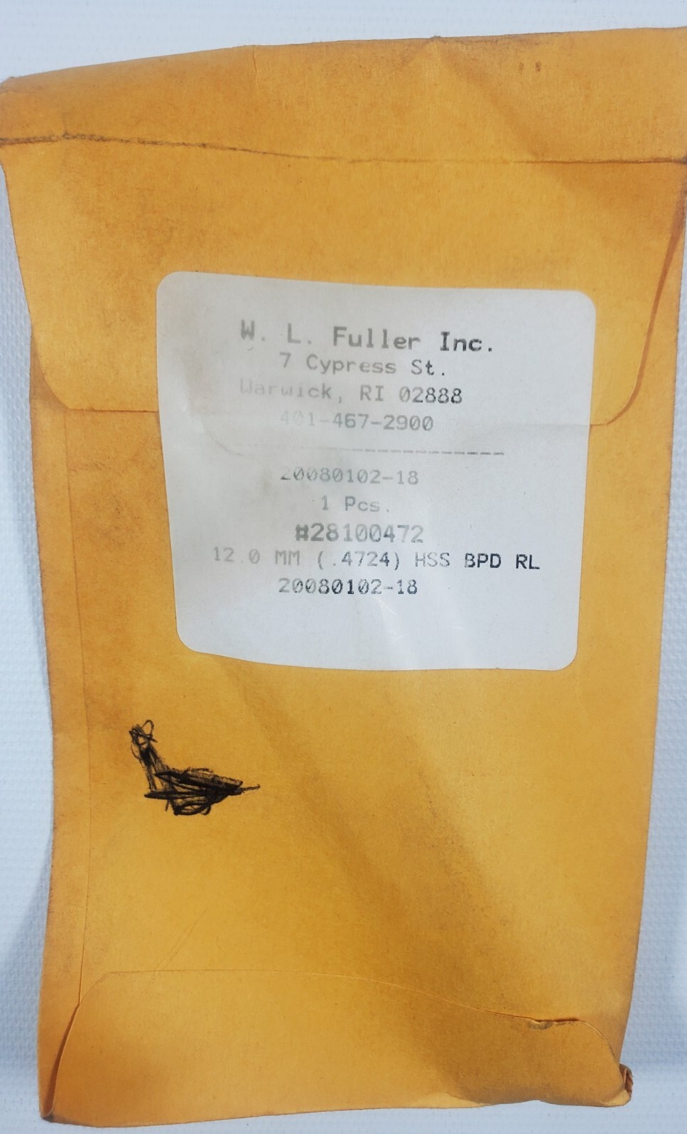 W.L. Fuller 12.0 MM (.4724) HSS BPD RL [ 28100472 ] Drill Bit