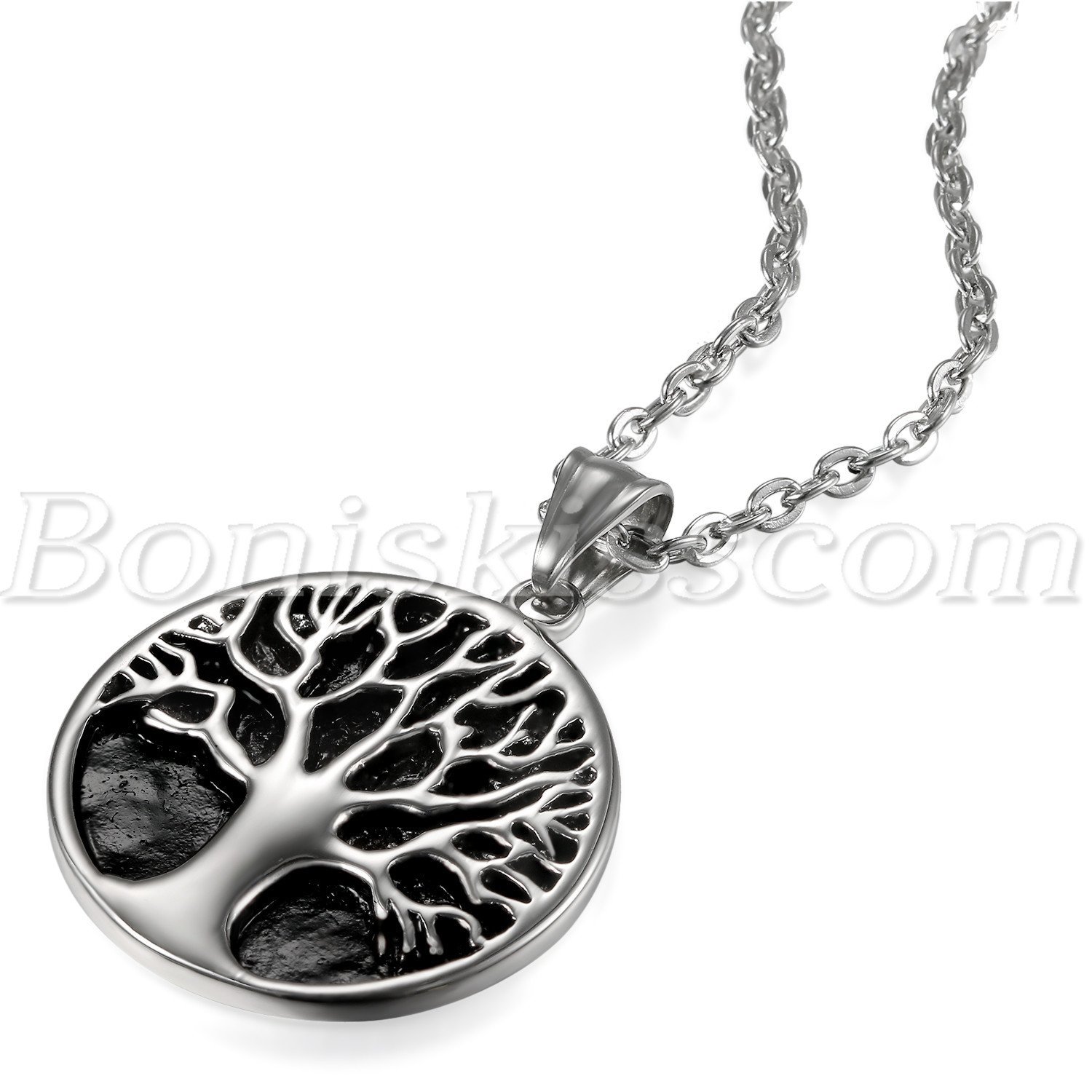 Vintage Retro Tree of Life Pendant Men’s Stainless Steel Necklace With 22″ Chain