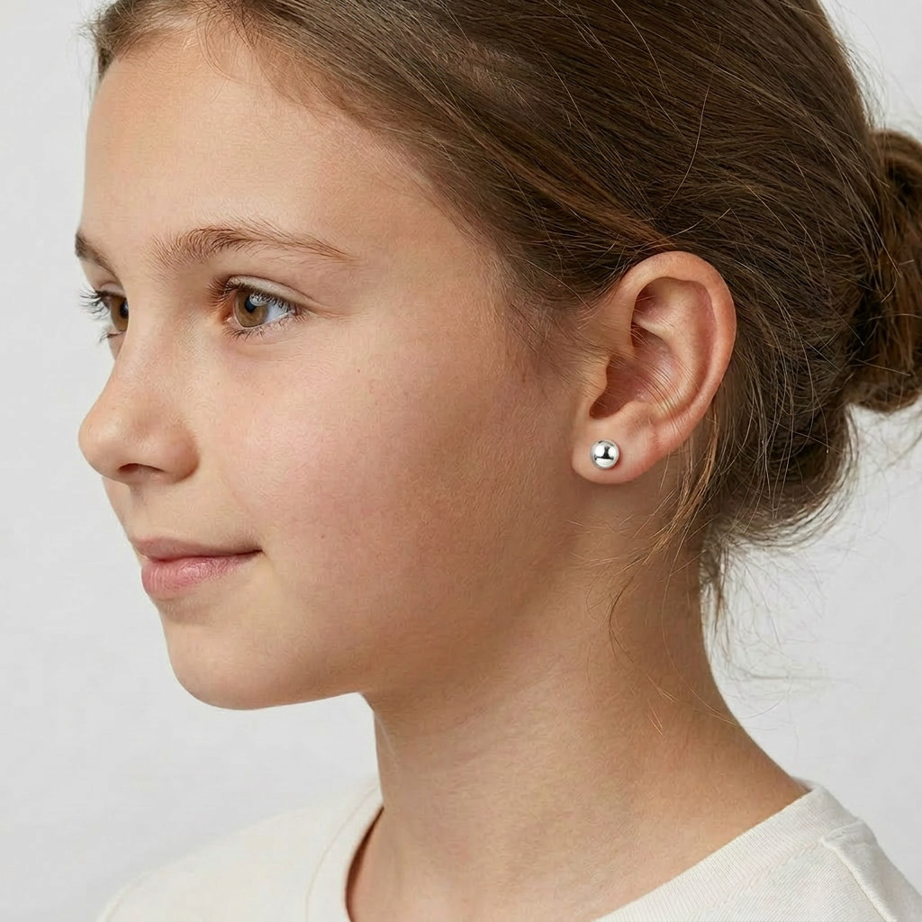 14K White / Yellow Gold Minimalist Round Ball Butterfly Push Back Stud 2mm-8mm