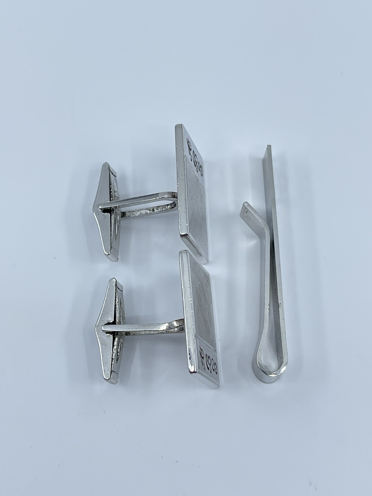 Arthur Anderson Monogram ABS cufflinks and tie clip set sterling 7/8″