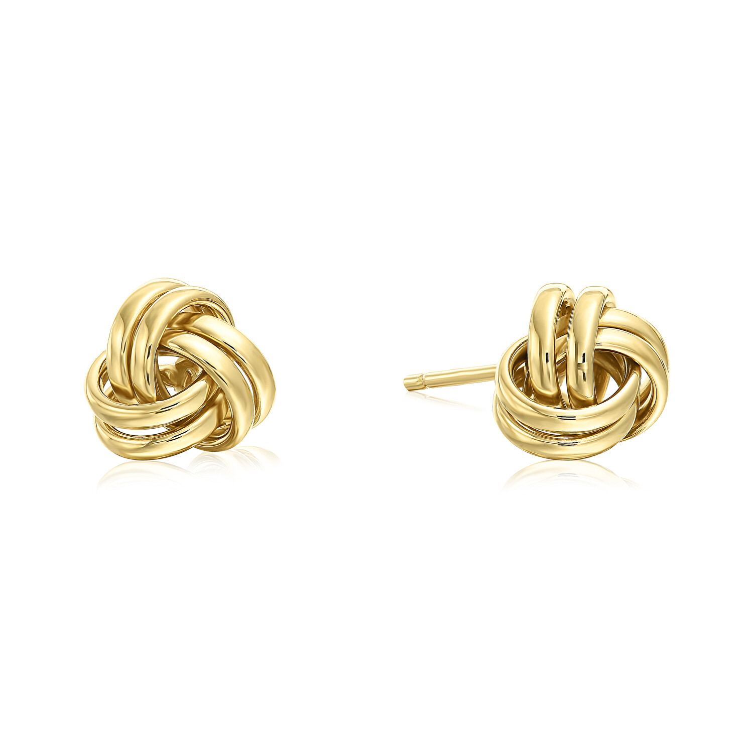 14K Real Solid Gold Polished Love Knot Sleeper Studs Earrings Push-back 7mm