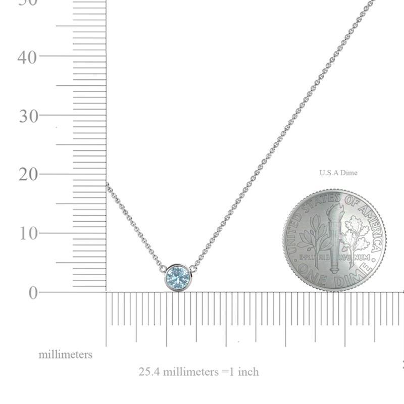 Round Aquamarine 4.00mm Bezel Set Womens Solitaire Pendant Necklace JP:191528