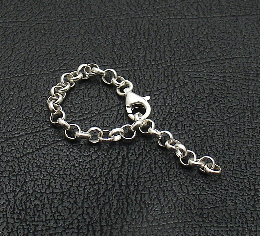 3mm Round Rolo Link Chain Bracelet Necklace Extender Real 925 Sterling Silver