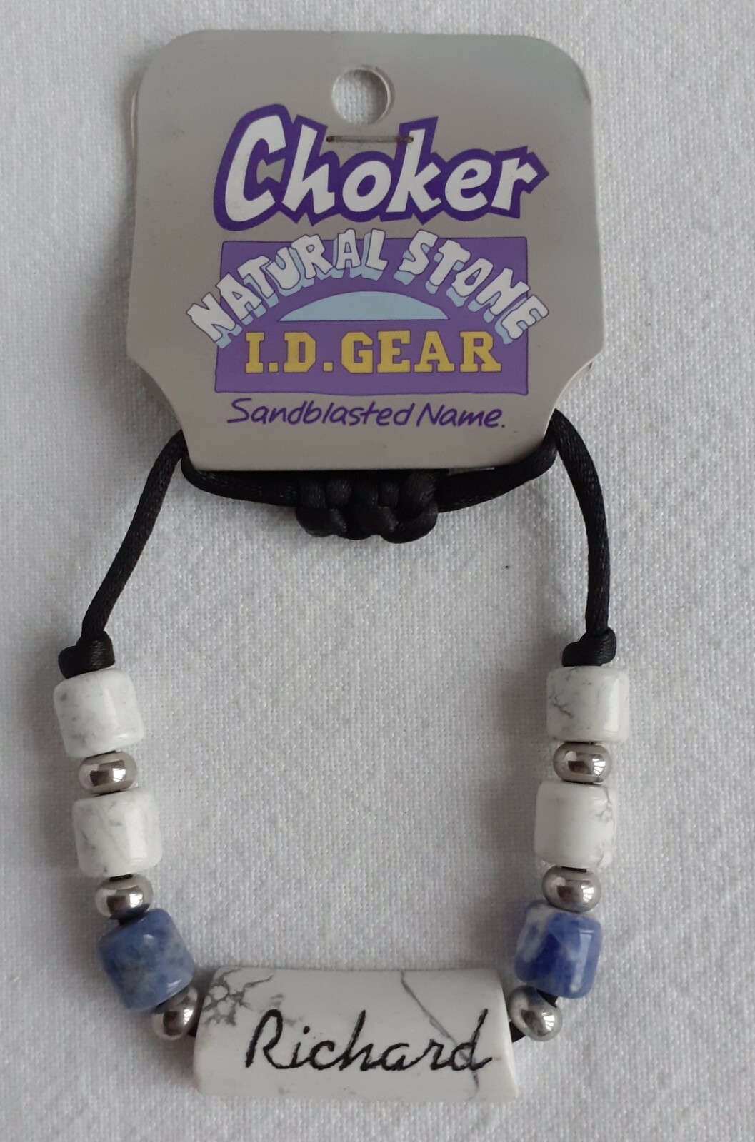 ID Choker / Necklace – Natural Stone – Sandblasted Name – Richard – Brand New