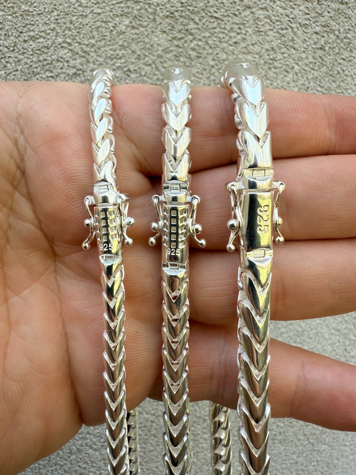 Real Solid 925 Silver Round Franco Chain 5-7mm Necklace Handmade W. Box Clasp