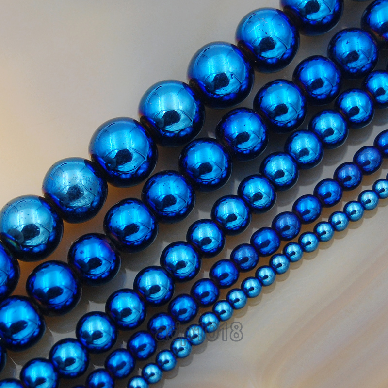 Natural Hematite Gemstone Round Beads 16″ Metallic Color 3mm 4mm 6mm 8mm 10mm