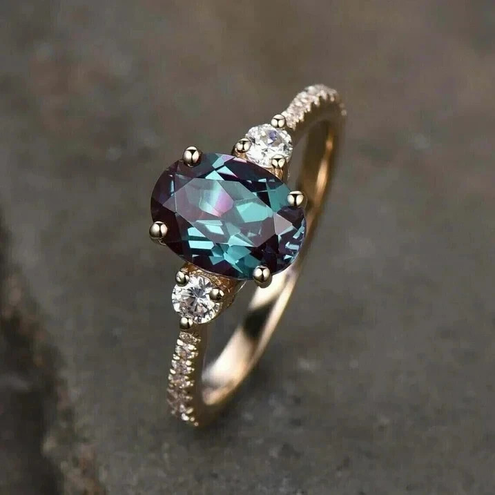 Color Change Alexandrite Gemstone Sterling Silver Ring Gift For Mother