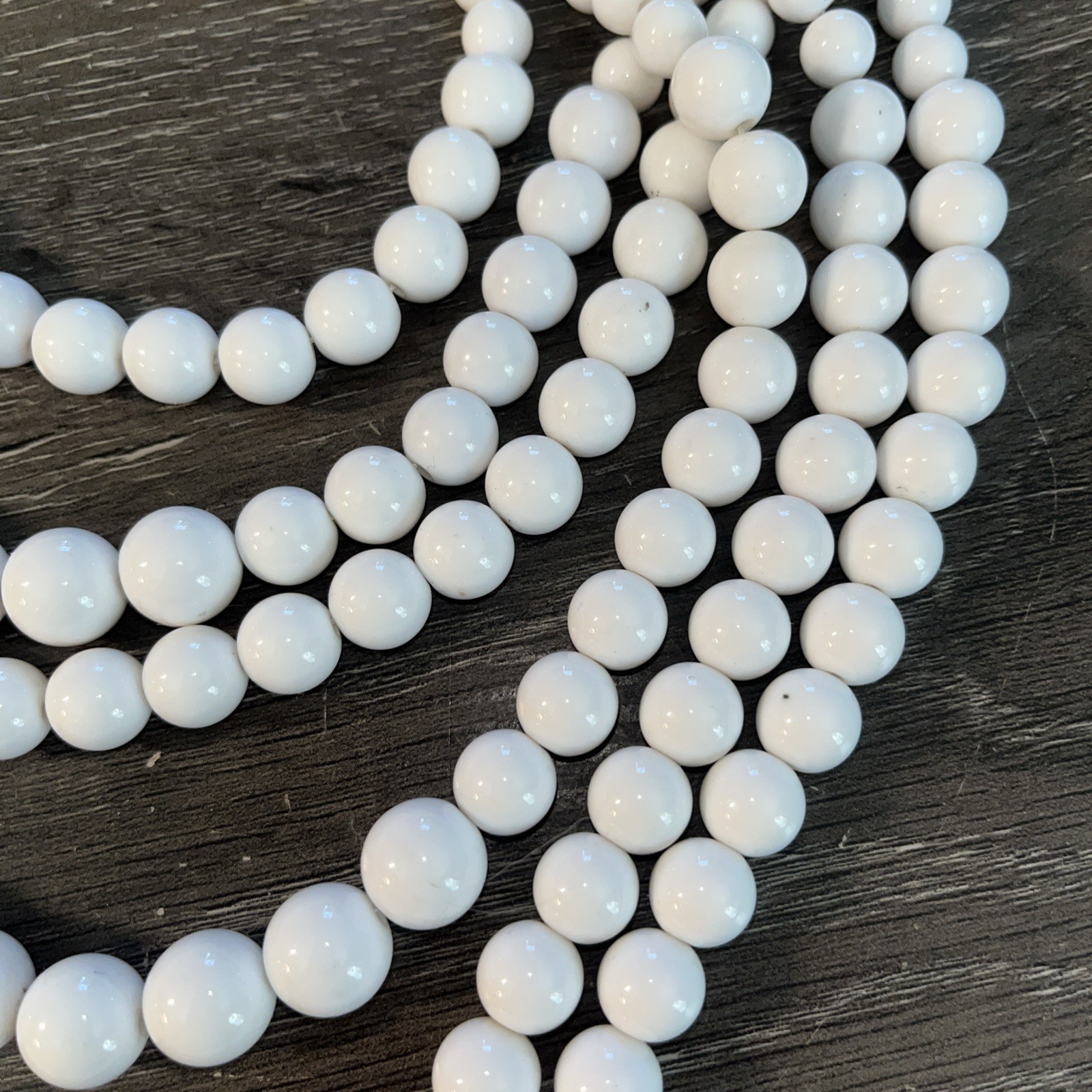 Vintage MCM White 7 Strand Chunky Statement Necklace BIB 30in Long Acrylic Beads