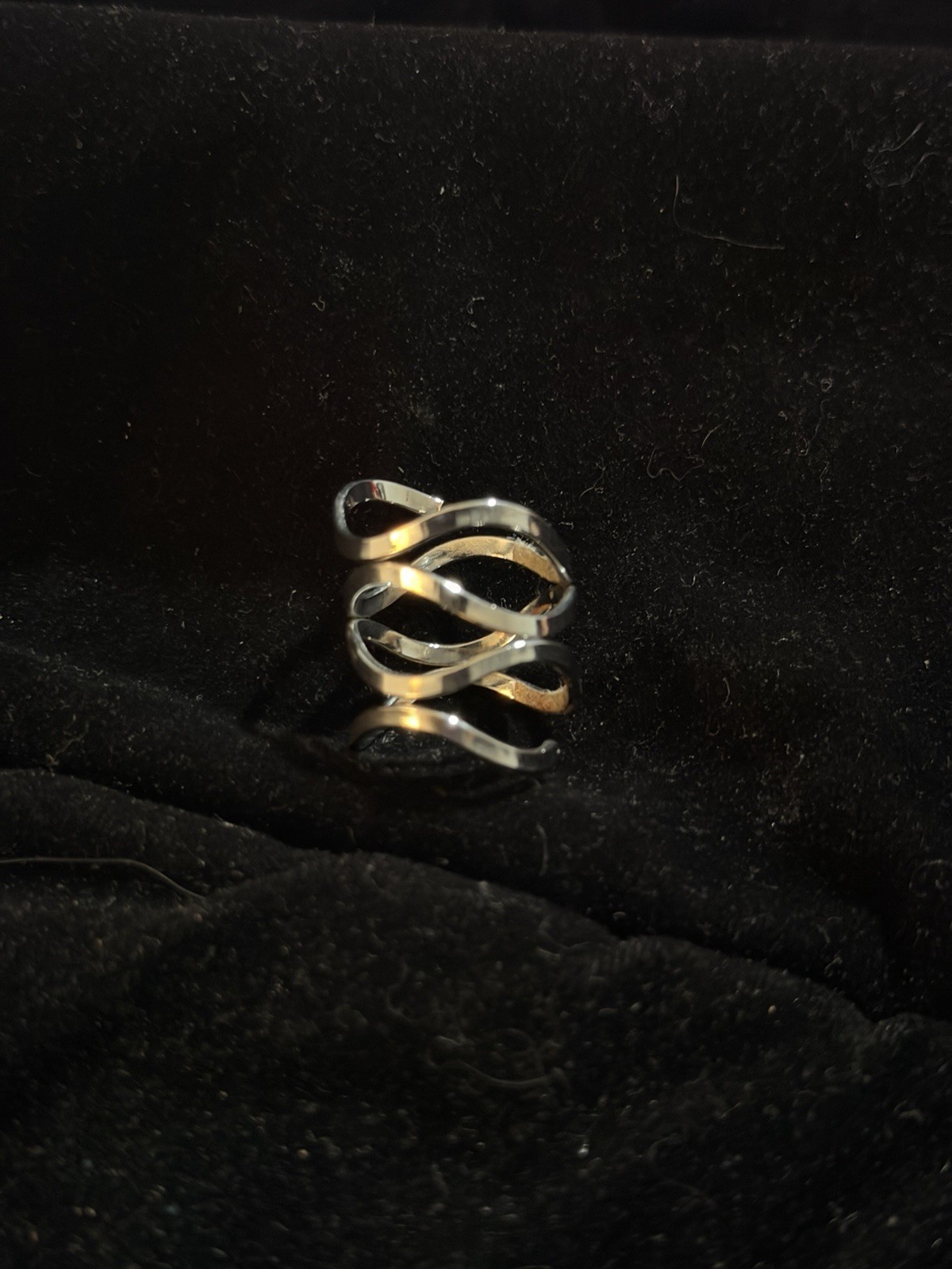 Silver Tone Adjustable Crisscross Swirl Multi-Band Wrap/Coil Ring Size 8